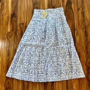 NWT Thierry Colson France Skirt Blue Toile Pleated Small S